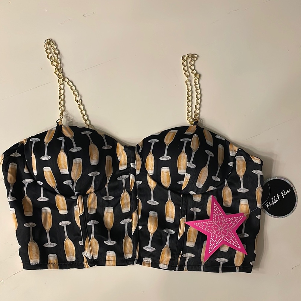Super cute champagne glass crop top! Rabbit Rose